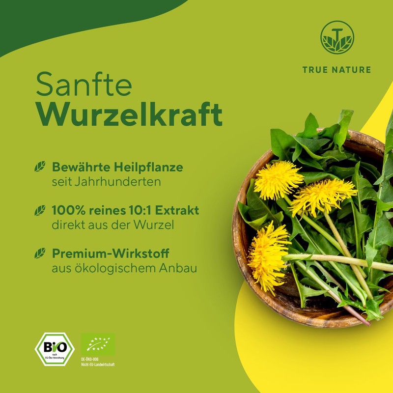 TRUE NATURE Organic Dandelion Root Extract (10:1) - 1500 mg/day