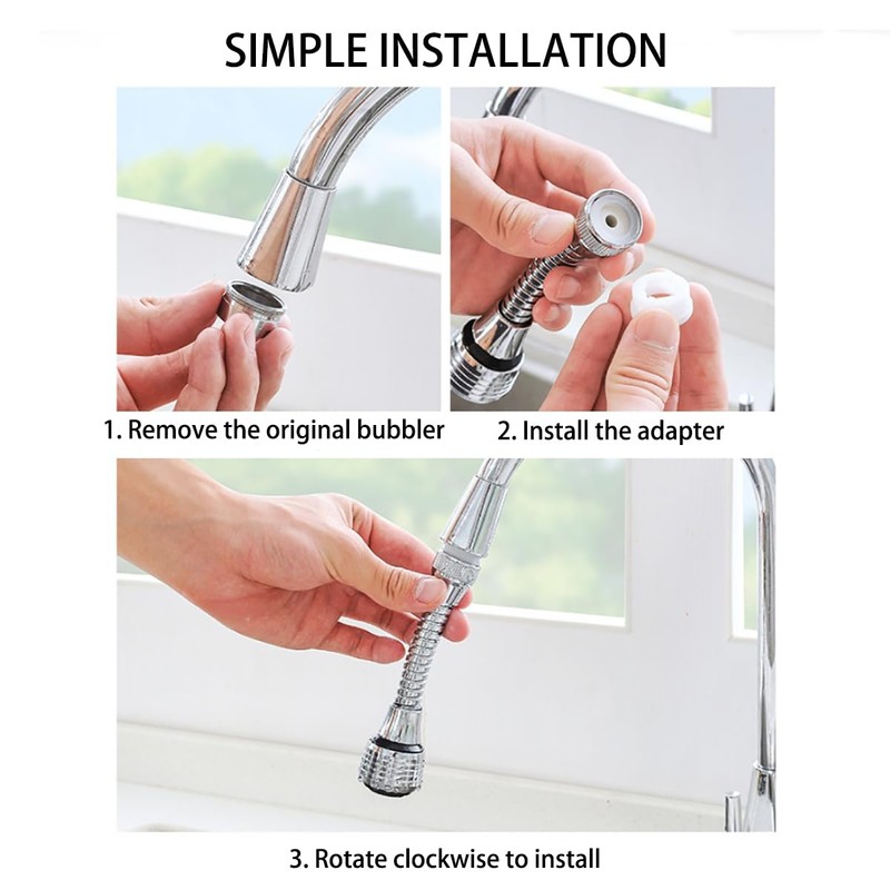 RUIENGCOMM 2Pcs Kitchen Faucet Head Adjustable 360° Rotating Tap Attachment