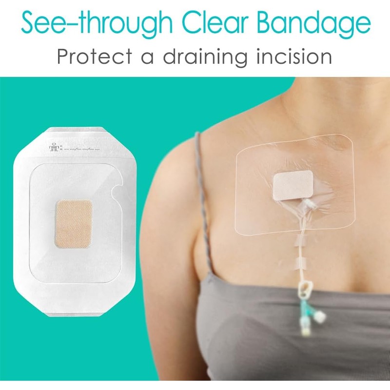 20 Pcs Chemo Port Shower Covers with Non-Stick Center Pad,