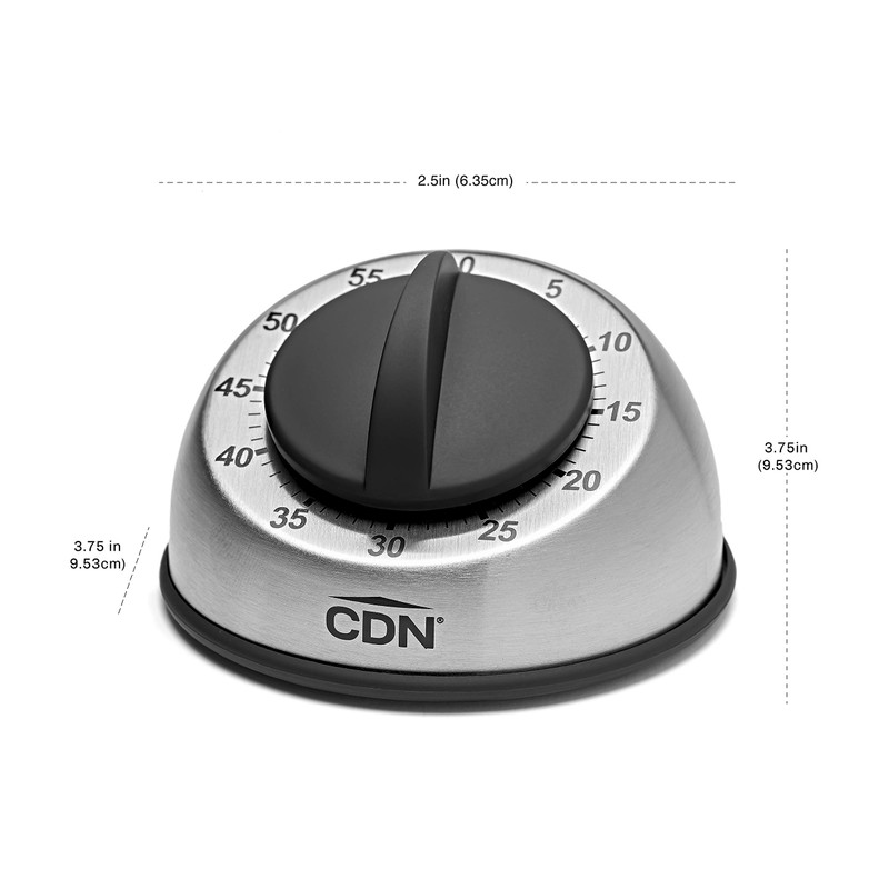 CDN Compact 60-Minute Mechanical Timer | Easy-to-Read 2.5” Dial |