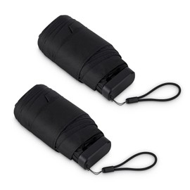 LEAGERA Mini Umbrella For Purse, Small Travel Umbrella Compact Waterproof Umbrella for Light Rain, Suitable for Women Purse and Pocket,Black,2 Pack