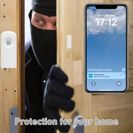 OUVOPO WiFi Door Sensor, Smart Door and Window Sensor Alarm, Multifunctional Sensor for Home Security, Remotely Monitors Door and Window Status, Checks Power, Compatible with Alexa