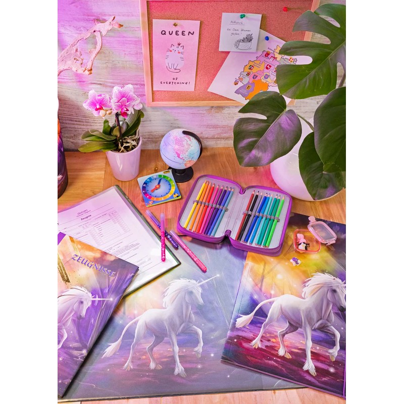 Idena 20126 Triple Pencil Case with 3 Zip Compartments Unicorn