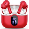 Wireless Bluetooth 5.4 Sport In-Ear Headphones with 4 Microphones, Red
