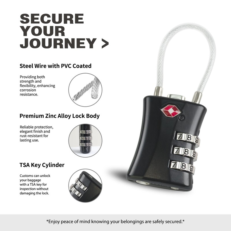 UP Security Suitcase Locks TSA Approved, Small Padlock Combination, TSA