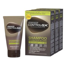 Shampoo Just for Men Control Gx, Desvanecedor Progresivo De Canas, Paquete de 3, 118ml                                                                