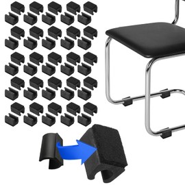 PATIKIL Rectangle U Shaped Chair Leg Tips Caps with Felt Pads, 50 Pack Slide Smoothly Furniture Feet Floor No Scratches No Noise Protectors Protect Hardwood Floors Fit Dia 12 mm Leg, Black