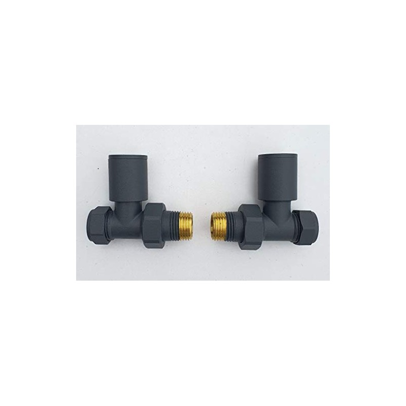 Manissa Anthracite Straight Towel Rail Valves 1/2" /15mm Radiator valves