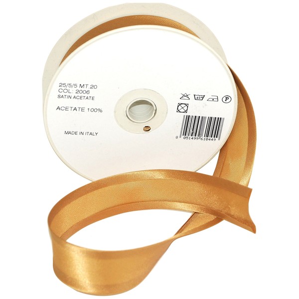Inastri Acetate Satin Bias Binding 25/5/5mm Colour Honey Gold 2006