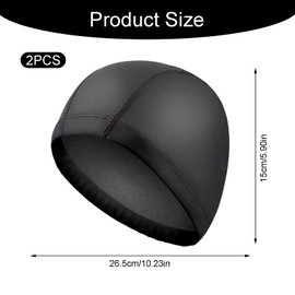 2 Pack High Performance Swim Caps Ultra Stretchable & Non-Slip Swimming Hats for Men and Women Waterproof Design for Long/Short Hair Ideal for Pool Beach Competitive Swimming (Black)