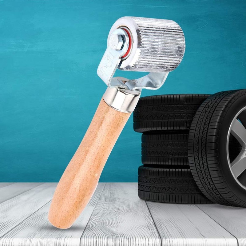 DEWIN Motorcycle Tyre Patch Roller, Roller Tool Car Wheel Wooden