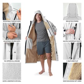 NIXY Oversize Changing Parka - Unisex, 100% Recycled Premium Materials, Waterproof & Windproof for Sports & Adventure - White (XS/S)