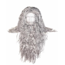HandinHandCreations Wizard Wig Costume with Beard Included - One Size Fits All - Grey Color with ...