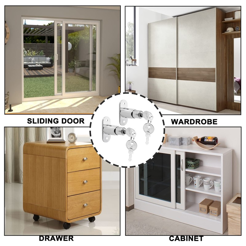 LDEXIN 2Pcs Cabinet Push Plunger Lock Sliding Door Lock, 3/4"