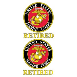 United States Marine Corps Retired Logo Clear Vinyl Decal, 3 1/2" x 4 1/8" Size, 2 Pack
