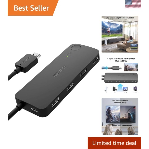 Unbranded High-Speed 4 in 1 HDMI Switch with Adaptive Equalization