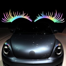 TOMALL 2Pcs Car Headlight Eyelashes Vinyl Stickers Waterproof Personality Cute Decoration Fake Eyelash Decals for Car Truck Headlamp Headlight (Red)