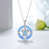 Sea Turtle Necklace 925 Sterling Silver Tortoise Necklaces Circle Crystal