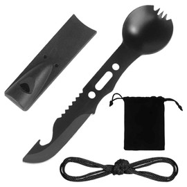 All-in-1 Camping Cutlery for Hiking, Picnic, Travel Cutlery, Plastic Free Cutlery To Go Made of Stainless Steel, Hiking Gift