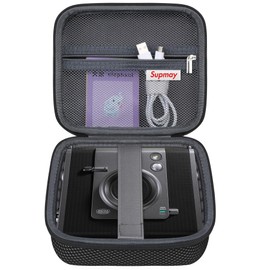 Supmay Carrying Case for INSTAX Wide EVO 2-in-1 Instant Film Camera and Printer, Storage Holder Bag with Zipper Mesh Pocket for Lens Cap, Instant Film, Charging Cable, Shoulder Strap, Black