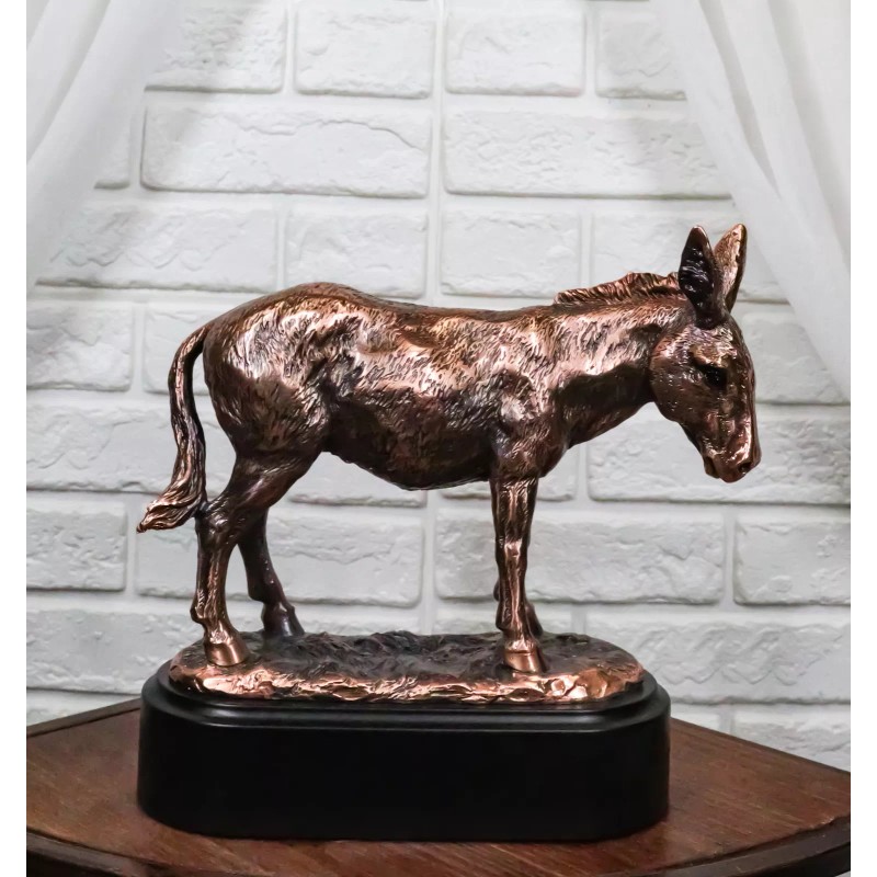Rustic Western Farmhouse Ass Donkey Mule Electroplated Bronze Resin Figurine