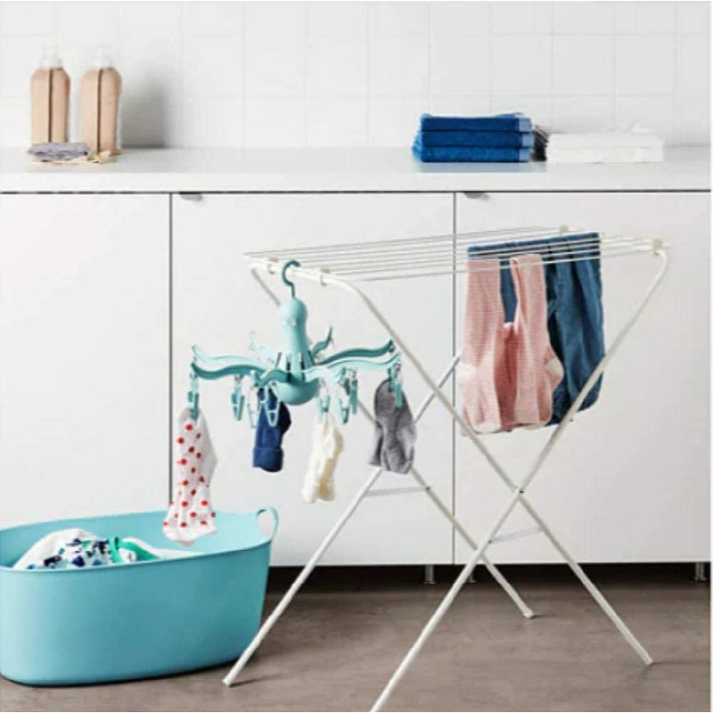 GoFire 2 x Hanging dryer 16 clothes pegs, Turquoise/Pale Blue