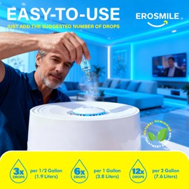 EROSMILE Humidifier Cleaner Drops [3 Pack] Humidifier Water Treatment Cleaning Drops for All Makes & Models - Slows Buildup & Scaling - Cleans & Deodorizes Water, 300+ Day Supply