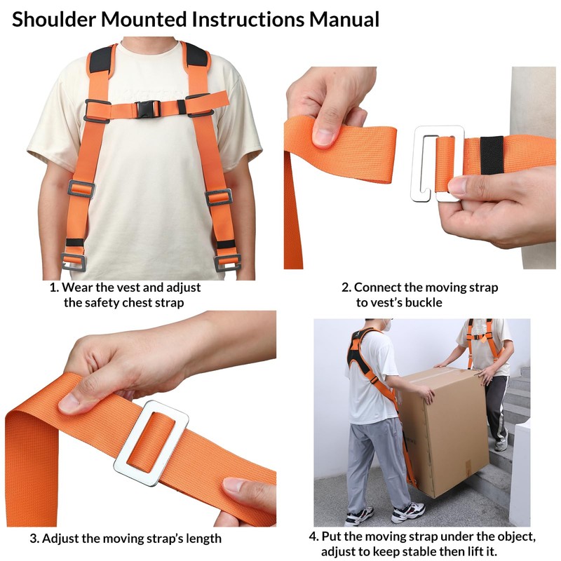DEYACE Moving Straps 2-Person Shoulder Lifting Straps for Moving Furniture,