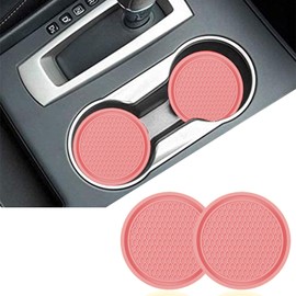 Mearo 2PCS Car Cup Coaster, Non-Slip Universal Insert Coaster, Car Cup Holder Coaster, PVC Car Coaster Car Interior Accessories, Suitable for Most Car Interior (Pink)