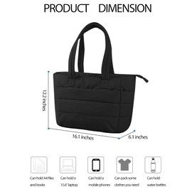 RUMIDOPH Tote Bag for Women, Lightweight Puffy Bag Handbag with Laptop Compartments Quilted Shoulder Bags for Work Travel Gym