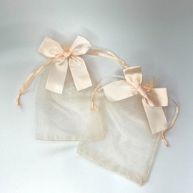 Apricot colored 10x15cm ribbon mesh pocket 10ea
