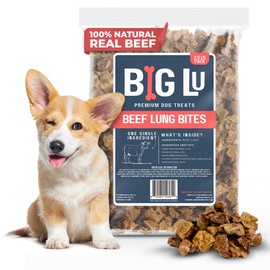 Big Lu – Bulk High-Protein Training Dog Treats, 100% Natural Single-Ingredient Beef Lung Bites, Rich in Glucosamine & Chondroitin for Joint Health, 40 oz
