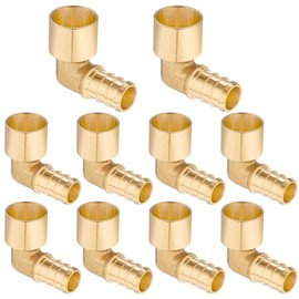 (10 Pack) Lidertik Copper to Pex Fittings 1/2 inch Elbow, 1/2" Pex B F1807 x 1/2" Female Elbow Sweat Adapter Brass LI-APXFSE1212 (10 Pieces)
