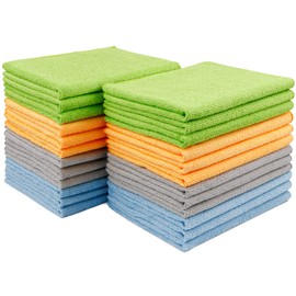 AIDEA Microfiber Cleaning Cloth 24 Pack, Microfiber Towels for Cars, Soft & Absorbent Cleaning Rags, Premium Lint Free Shop Towels for House, Kitchen, Car, 12inx16in