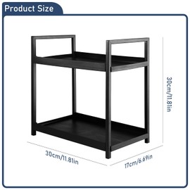 Orixo 2-Tier Bathroom Organiser, Black, Make Up Organiser, Large, Shelf, Kitchen Worktop, Spice Rack, Standing, Cosmetic Organiser, for Vanity, Bathroom, Kitchen, Bedroom (30 x 17 x 30 cm)