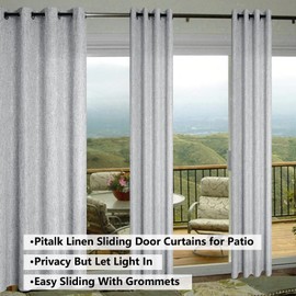 Cortinas de color gris claro de 84 pulgadas de longitud para sala de estar, juego de 2 paneles de lino grueso con ojales de filtrado de granja, cortin