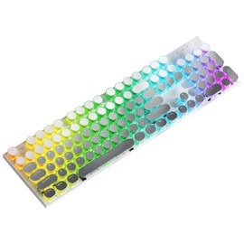 TISHLED Tri-Mode Typewriter Style Mechanical Gaming Keyboard, Bluetooth 5.0/Wireless 2.4G/Wired USB, RGB LED Backlit 104-Key NKRO Linear Red Switches Aesthetic Round Keycaps, Gradient Grey
