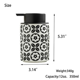 Comeon Foaming Hand Soap Dispenser, 12 Oz Refillable Foam Pump Bottle Hand Lotion Pump Bottle Ceramic Lotion Container Liquid Hand Soap Jar Shower Dispenser Kitchen Bathroom Décor (Flower pattern)