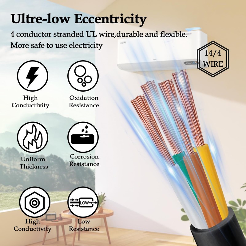 14/4 Mini Split Wire 150FT - YDDECW Weatherproof 14 AWG