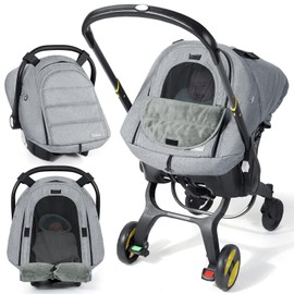 Orzbow Winter Car Seat Cover for Babies, Waterproof Carseat Canopy Cover with Peep Window of Breathable Mesh, Warm and Cozy Baby CarSeat & Carrier Covers for Cold Weather, Machine Washable, Light Grey