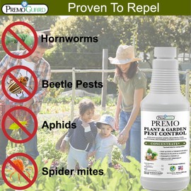 Plant & Garden Pest Control by Premo Guard - 16 oz Concentrate Makes Up to 2.5 Gal - Insect & Disease Control for Organic Gardening - Effective Plant Based Formula for Inside & Outside Plants