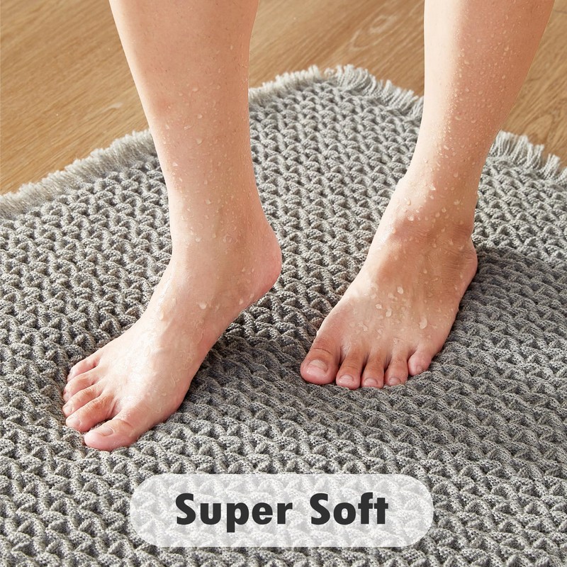 TYUU Boho Bathroom Rugs, Super Absorbent Non Slip Waffle Bath