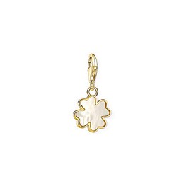 Thomas Sabo Women's Charm Pendant Clover Mother of Pearl Charm Club 925 Sterling Silver 1775-429-14, 925 sterling silver yellow gold plated