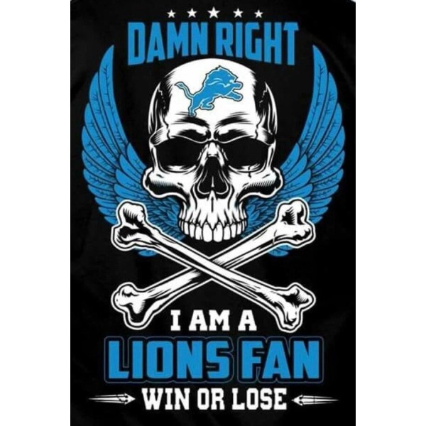 Oracal (2) Detroit Lions Damn Right Cross Bones Skull Vinyl
