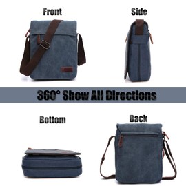 LOSMILE Men's Messenger Bag, Canvas Shoulder Bags, Touch Screen Tablet Messenger & Shoulder Bags for Work and School, Cross-Body Bags.(BLUE)