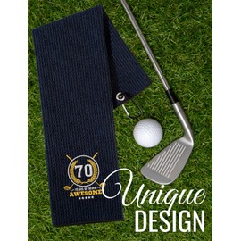 CybGene 70th Birthday Gifts for Men, Funny Golf Towels, 70 Years Old Gift for Golf Lovers, Husband, Dad, Grandpa, Boss, Coworkers