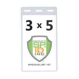 10 Pack - Clear Vertical 3X5 Vinyl Oversized ID Badge or Ticket Holder - 3 X 5 Inches (XL35V) by Specialist ID