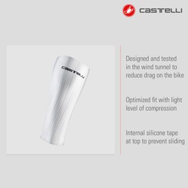 CASTELLI Fast Legs Sleeves, Aerodynamic Cycling Calf Sleeves with Compression for Road Cycling, Racing & Cyclocross - White/Black - Large