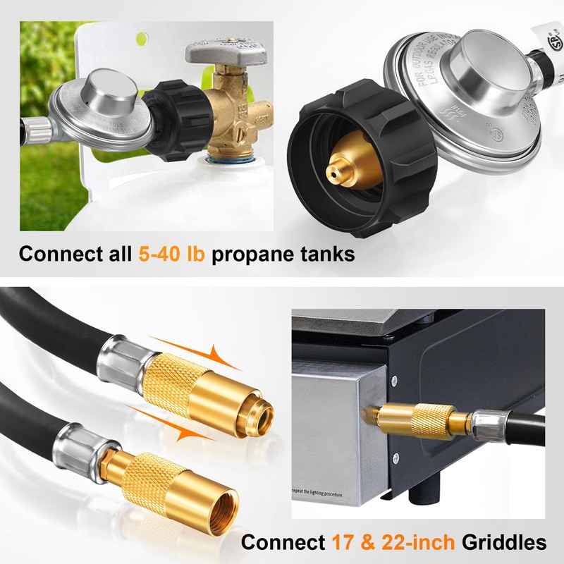 GasSaf 4FT Propane Regulator Hose with Adapter Kit for Blackstone