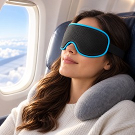 3D Blackout Sleep Eye Mask for Women & Men, Contoured Eye Cups, Soft Adjustable Sleep Mask for Travel, Naps & Nighttime